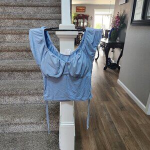 Blue sweetheart crop top